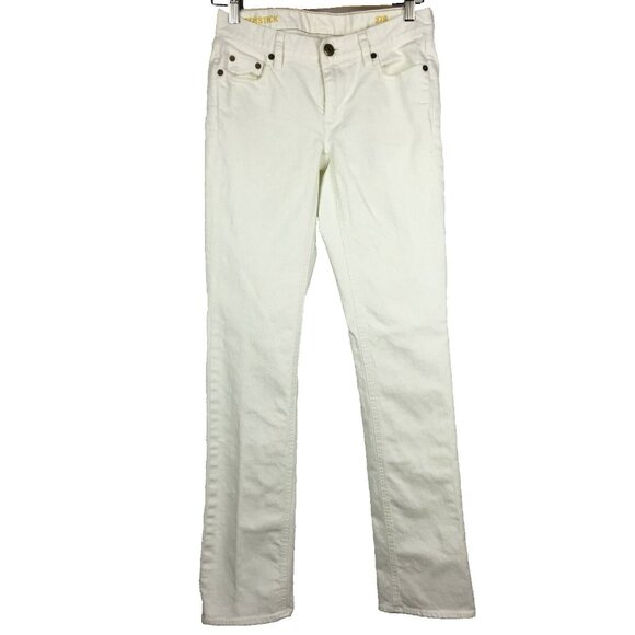 J Crew Jeans Womens Size 27 Matchstick White Denim Skinny 31" Inseam Low Rise - Picture 1 of 6